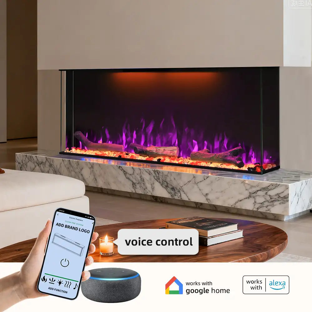 FL-TZS 36 Inch Three Sided Elelctric Fireplace with Smart Control