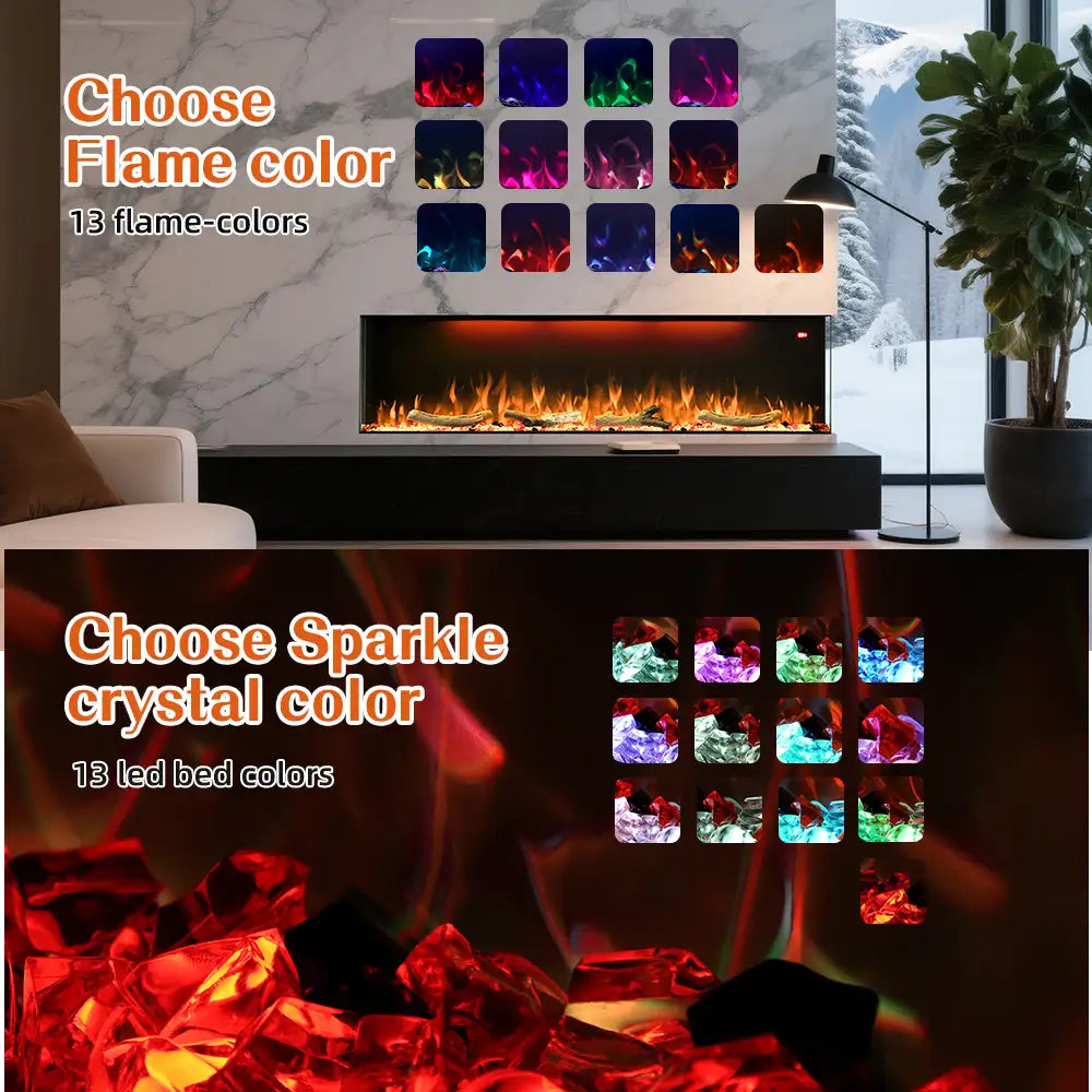 FL-TZS 60 Inch Three Sided Elelctric Fireplace with Smart Control