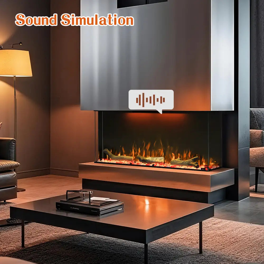FL-TZS 60 Inch Three Sided Elelctric Fireplace with Smart Control